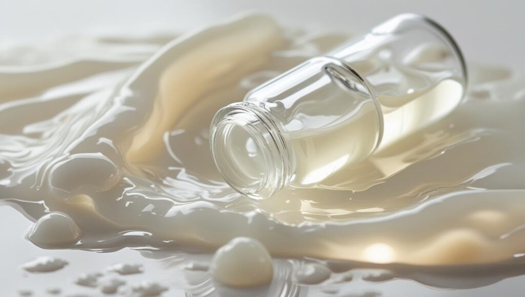 flacon renversé d'acide lactique