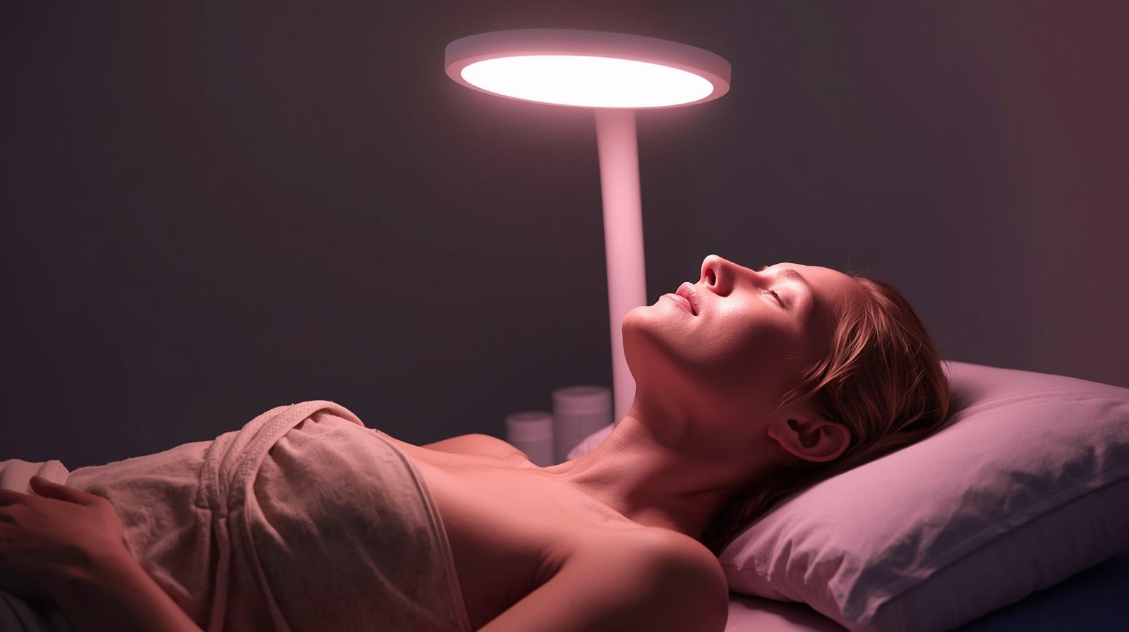 personne pratiquant une séance thérapeutique de luminothérapie