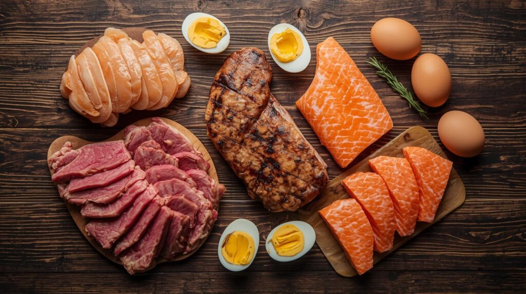 protéines animales contenant des oligo-éléments, zinc, fer, magnésium.