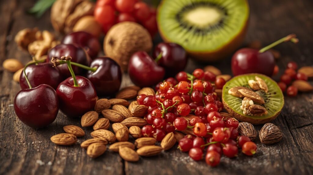 Sources alimentaires naturelles de mélatonine, fruits acidulés.