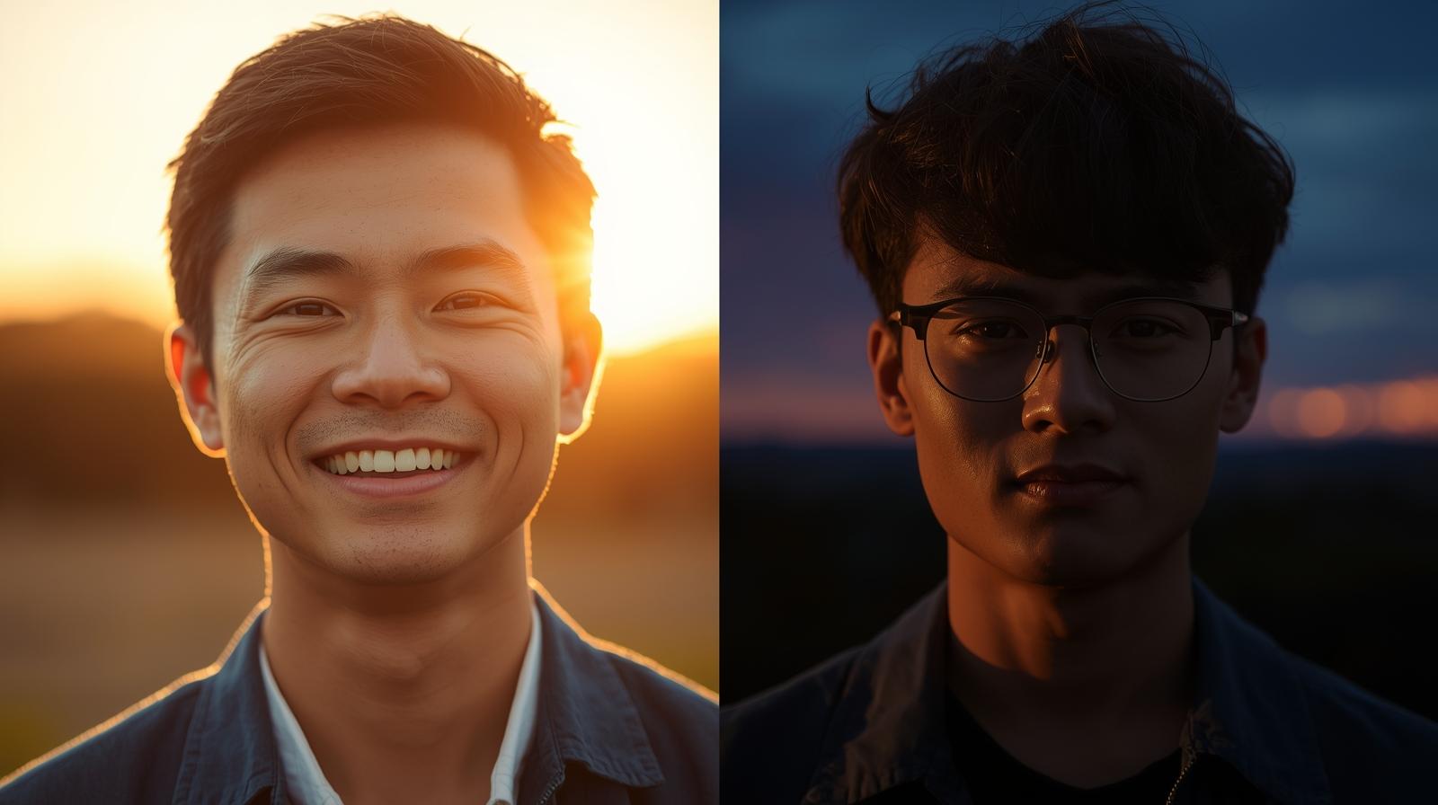 Deux personnes ayant un chronotype différent, l'un étant actif le matin, l'autre le soir.